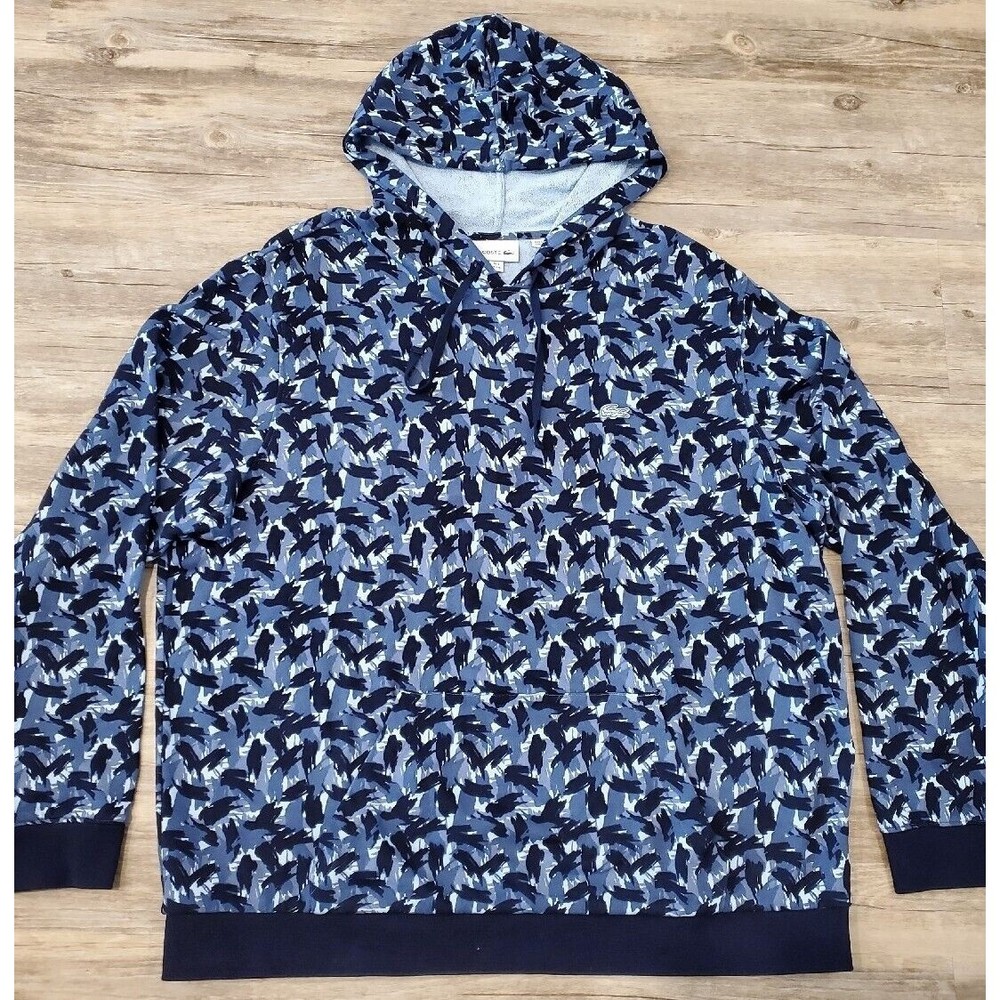 Lacoste Paint Brush Camouflage Hoodie Sweater Sweatshirt Blue Sz 3XL XXXL EUC